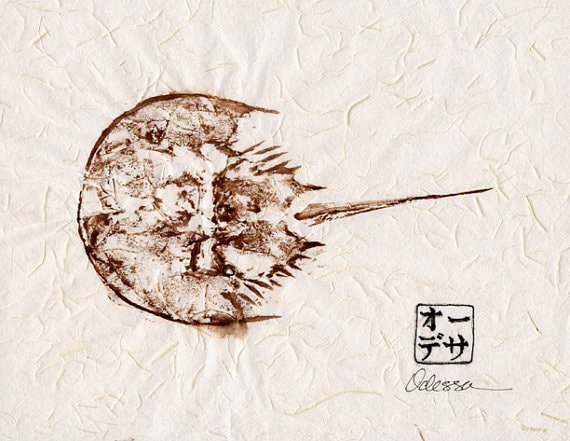 Horseshoe crab Gyotaku on Shoji paper